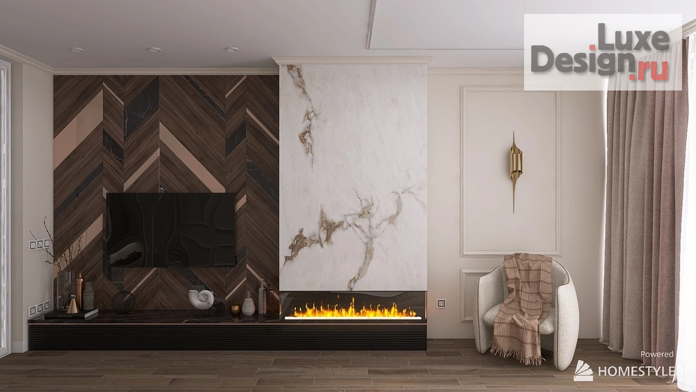 Дизайн интерьера трехкомнатной квартиры "Кухня-гостиная" (фото 1)