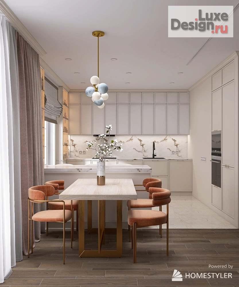Дизайн интерьера трехкомнатной квартиры "Кухня-гостиная" (фото 3)