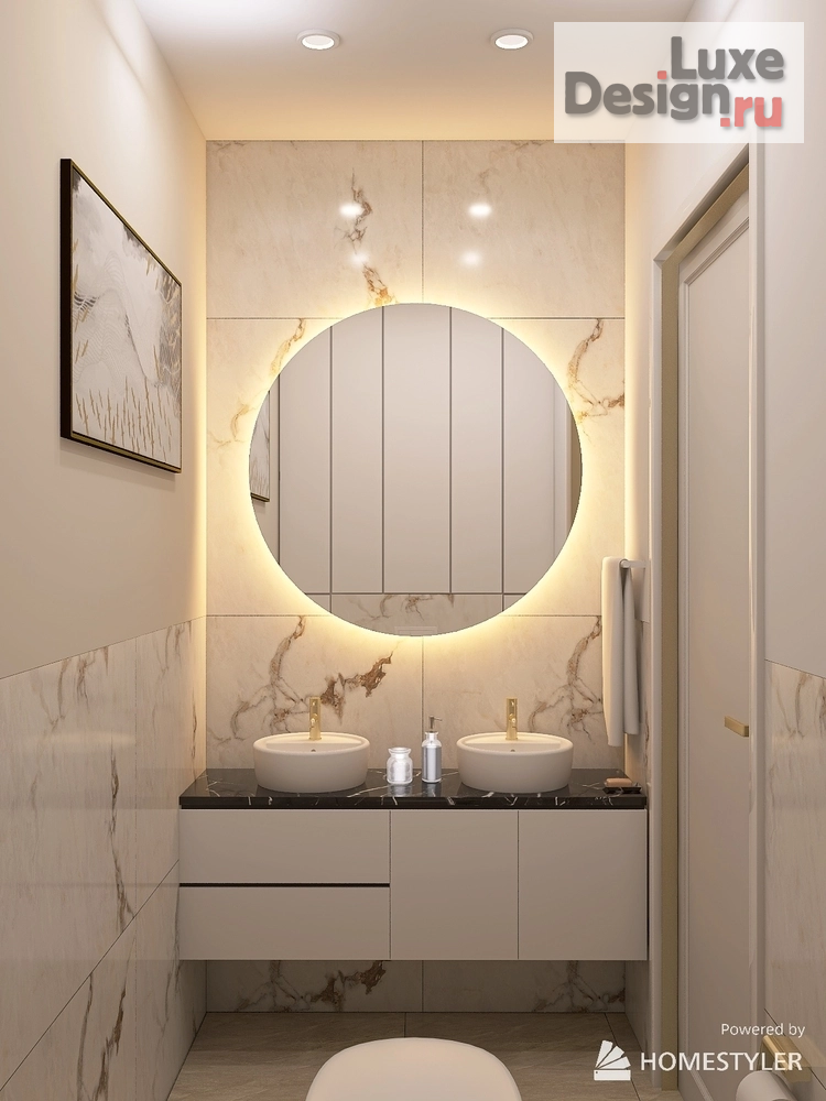 Дизайн интерьера трехкомнатной квартиры "Ванная и санузел" (фото 5)