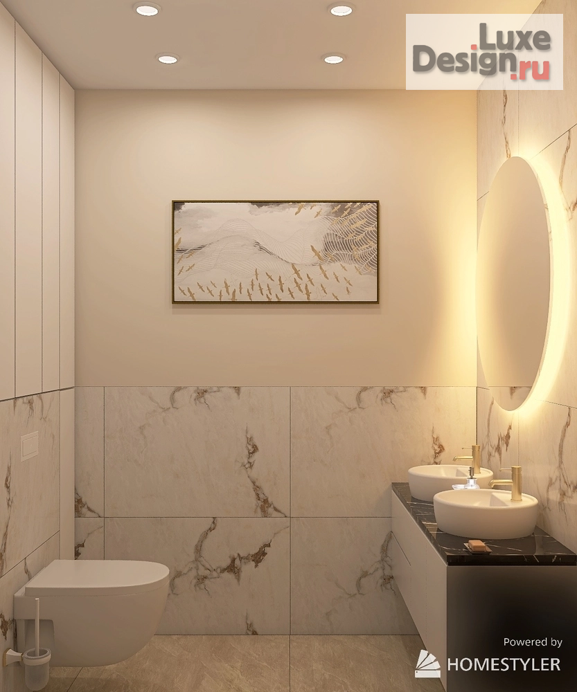 Дизайн интерьера трехкомнатной квартиры "Ванная и санузел" (фото 3)