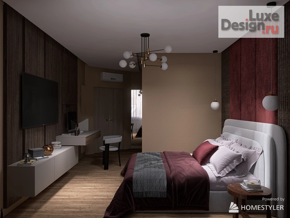 Дизайн интерьера двухкомнатной квартиры "Спальня с гардеробной" (фото 4)