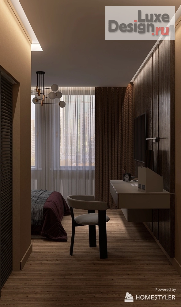 Дизайн интерьера двухкомнатной квартиры "Спальня с гардеробной" (фото 1)