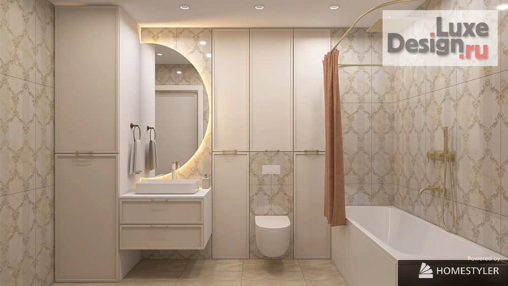 Дизайн интерьера трехкомнатной квартиры "Ванная и санузел" (фото 2)