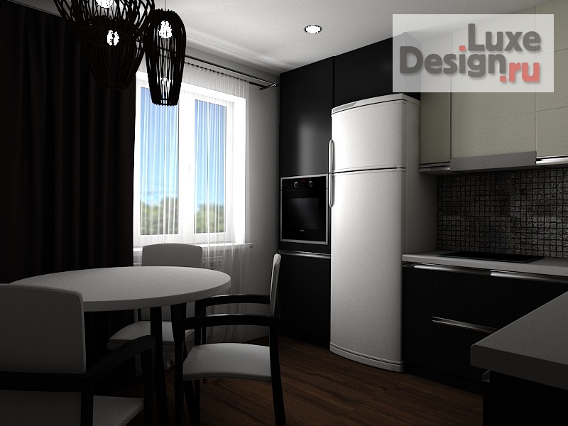 Дизайн интерьера трехкомнатной квартиры "Кухня на Заречной" (фото 2)