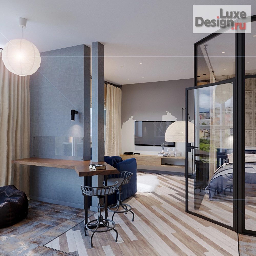 Дизайн интерьера однокомнатной квартиры "Квартира "Весь этот джаз" " (фото 1)