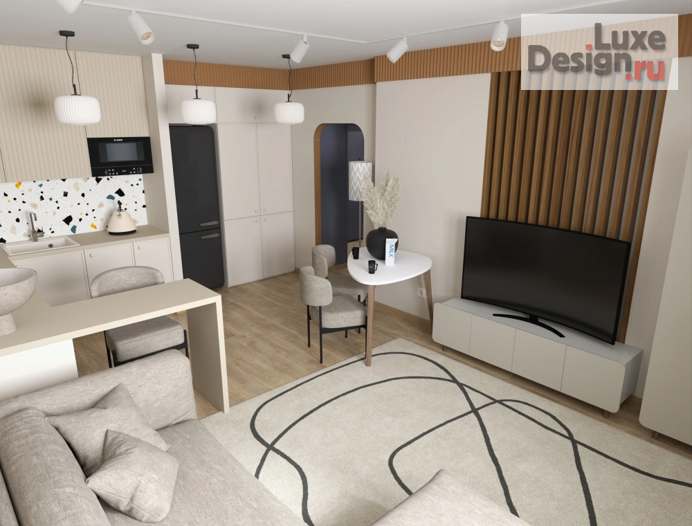 Дизайн интерьера трехкомнатной квартиры "Квартира " Рассказ о простых вещах"" (фото 3)