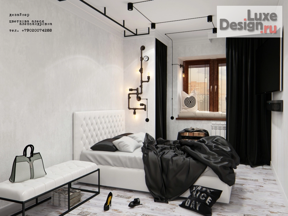 Дизайн интерьера спальни "Мини-проект "Лофт с балериной" " (фото 5)