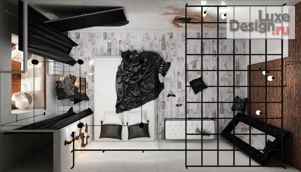 Дизайн интерьера спальни "Мини-проект "Лофт с балериной" " (фото 4)