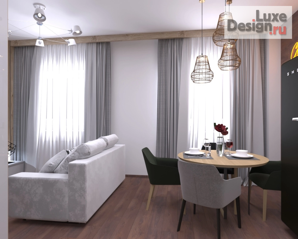 Дизайн интерьера однокомнатной квартиры "1-комнатная" (фото 4)