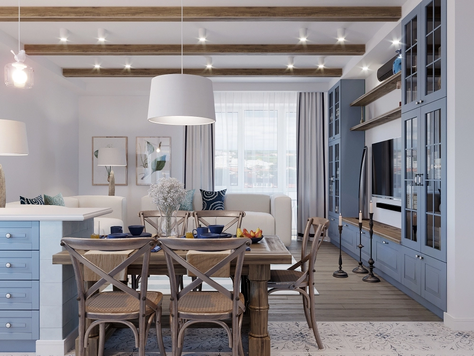 Дизайн интерьера гостиной в Ульяновске "Мини-проект "Птицы и море""